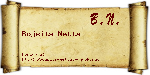Bojsits Netta névjegykártya